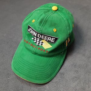John Deere Hat Cap Men One Size Green Snapback Racing Motorsport Nascar Trucker